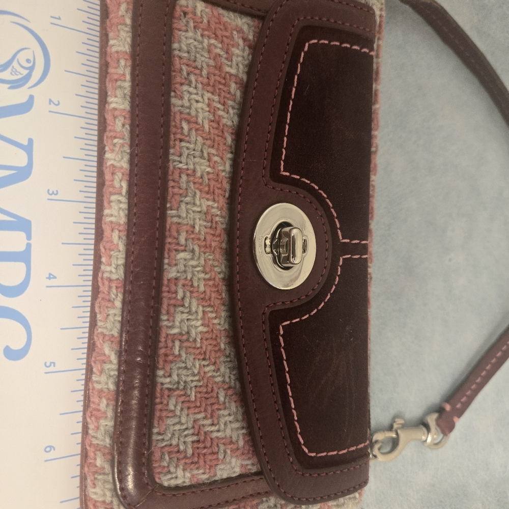 Coach Burgundy and Tweed Wristlet -used - Picture 5 of 16